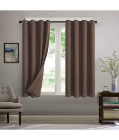 Zasłona Zaciemniająca na Przelotkach Welurowa Brązowa 225 x 140 cm 2 szt