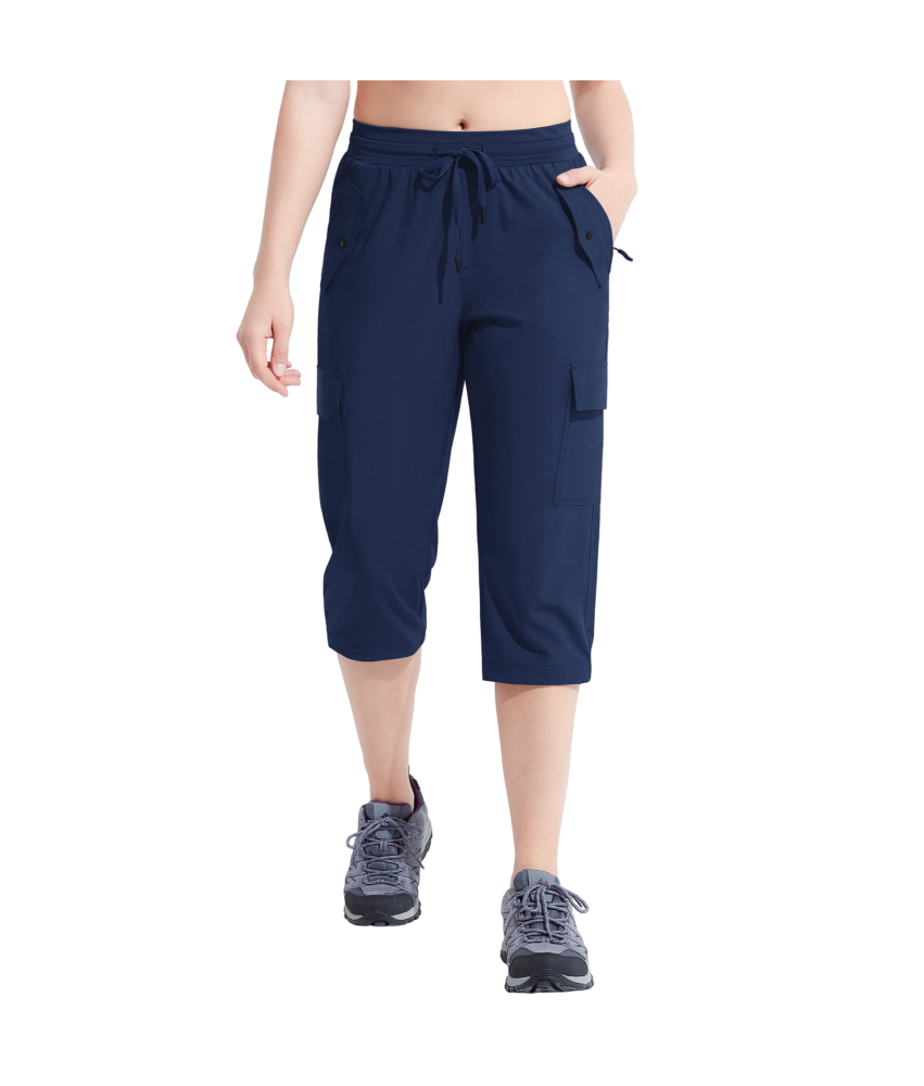 Damskie Spodnie 3/4 Cargo Trekkingowe Sportowe Wodoodporne Granatowe M