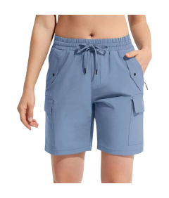 Damskie Spodenki Cargo Sportowe Trekkingowe Treningowe Lekkie Niebieskie XL