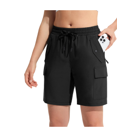 Damskie Spodenki Cargo Sportowe Trekkingowe Treningowe Lekkie Czarne M