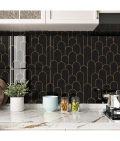 Płytki Naklejki Winylowe Samoprzylepne Kuchenne Czarne 30 x 30 cm 10 szt