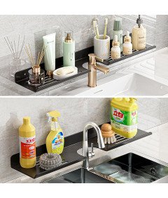 Półka Łazienkowa Organizer Łazienkowy Półka Prysznicowa 60x10 cm Czarna