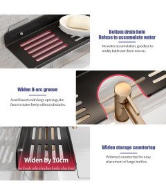 Półka Łazienkowa Organizer Łazienkowy Półka Prysznicowa 60x10 cm Czarna