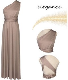 Sukienka Damska Elegancka Długa Maxi Suknia dla Druhen Wieczorowa Beżowa S