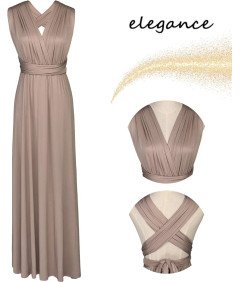 Sukienka Damska Elegancka Długa Maxi Suknia dla Druhen Wieczorowa Beżowa S