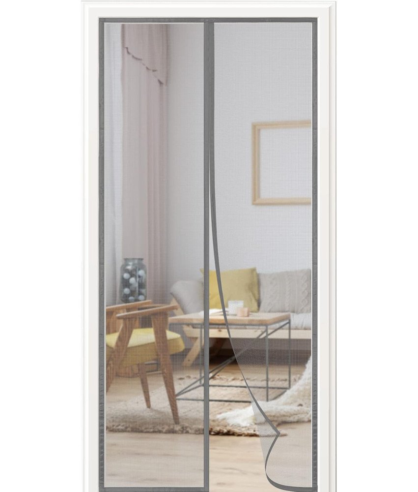Moskitiera Magnetyczna 90x210 cm na Drzwi Balkonowe Bez Wiercenia Szara
