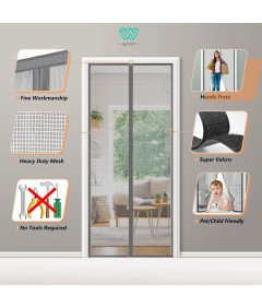 Moskitiera Magnetyczna 90x210 cm na Drzwi Balkonowe Bez Wiercenia Szara
