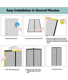 Moskitiera Magnetyczna 90x210 cm na Drzwi Balkonowe Bez Wiercenia Szara