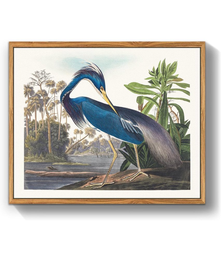 Obraz na Płótnie na Ścianę w Ramce Vintage Niebieska Czapla 40x60 cm