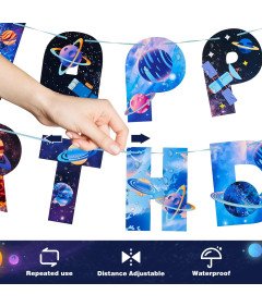 Zestaw Dekoracji na Urodziny dla Dzieci Motyw Kosmosu Dekoracje Girlandy