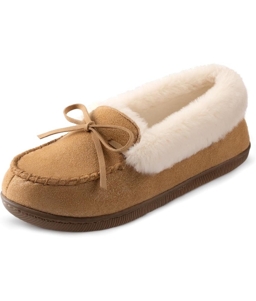 RockDove Damskie Kapcie Zimowe Mokasyny Wkładane z Futerkiem Brązowe 39