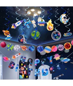 Zestaw Dekoracji na Urodziny dla Dzieci Motyw Kosmosu Dekoracje Girlandy
