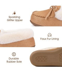 RockDove Damskie Kapcie Zimowe Mokasyny Wkładane z Futerkiem Brązowe 39