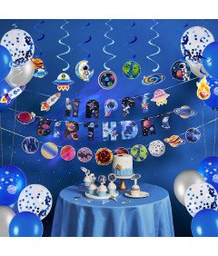 Zestaw Dekoracji na Urodziny dla Dzieci Motyw Kosmosu Dekoracje Girlandy