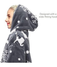 Kocobluza Koc Bluza z Kapturem i Kieszenią Polarowa Sherpa Unisex Szara XL