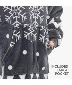 Kocobluza Koc Bluza z Kapturem i Kieszenią Polarowa Sherpa Unisex Szara XL