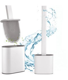 Silikonowa Szczotka do WC Toaletowa Montaż Podłoga Ściana Biała