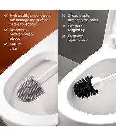 Silikonowa Szczotka do WC Toaletowa Montaż Podłoga Ściana Biała