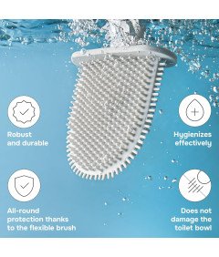 Silikonowa Szczotka do WC Toaletowa Montaż Podłoga Ściana Biała