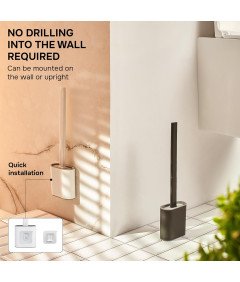 Silikonowa Szczotka do WC Toaletowa Montaż Podłoga Ściana Biała