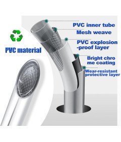 Wąż Prysznicowy Elastyczny Gładki Antyskrętny Wzmacniany 150 cm Srebrny