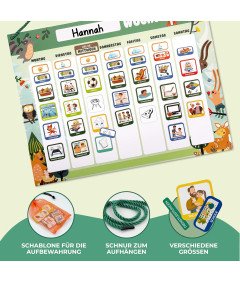 Tygodniowy Planer dla Dzieci Tablica Magnetyczna Montessori 200 Magnesów