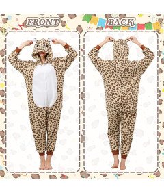 Piżama Jednoczęściowa Damska Kigurumi Pluszowa z Kapturem Onesie Lampart XL