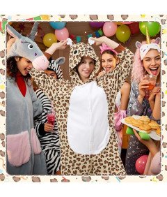 Piżama Jednoczęściowa Damska Kigurumi Pluszowa z Kapturem Onesie Lampart XL