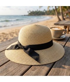 Zylioo Kapelusz Słomkowy Letni Plażowy Przeciwsłoneczny z Dużym Rondem 59cm