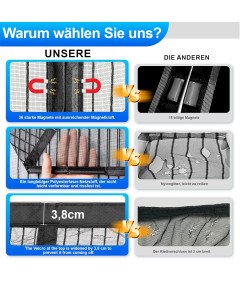 Moskitiera Magnetyczna 90x200 cm na Drzwi Balkonowe Bez Wiercenia Czarna