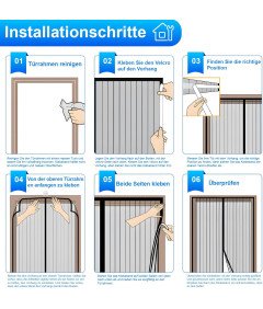 Moskitiera Magnetyczna 90x200 cm na Drzwi Balkonowe Bez Wiercenia Czarna