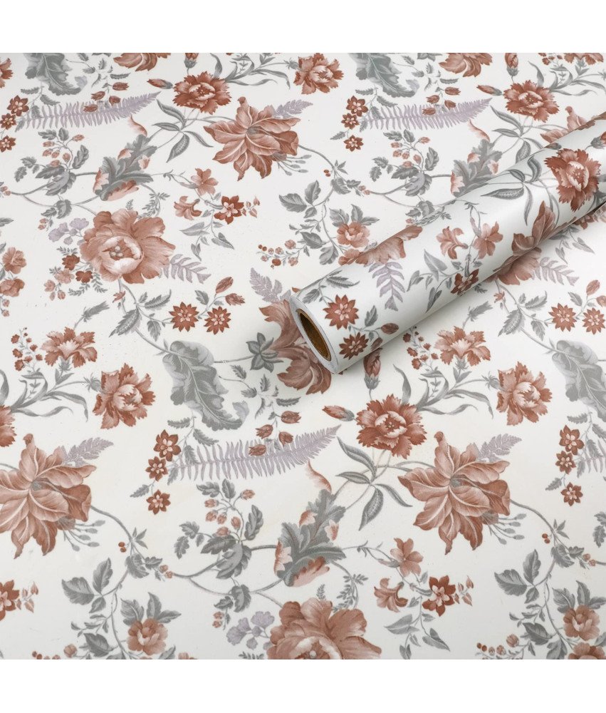 Folia Okleina Samoprzylepna na Meble Ściany Vintage 40x300cm Biała w Kwiaty