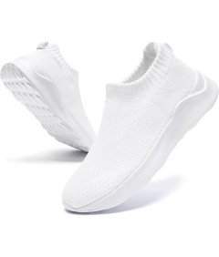 CAIQDM Buty Damskie Wsuwane do Biegania Oddychająca Siatka Białe 41