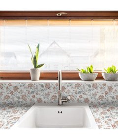 Folia Okleina Samoprzylepna na Meble Ściany Vintage 40x300cm Biała w Kwiaty