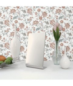 Folia Okleina Samoprzylepna na Meble Ściany Vintage 40x300cm Biała w Kwiaty