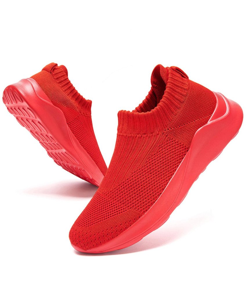 CAIQDM Buty Damskie Wsuwane do Biegania Oddychająca Siatka Czerwone 40