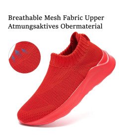 CAIQDM Buty Damskie Wsuwane do Biegania Oddychająca Siatka Czerwone 40