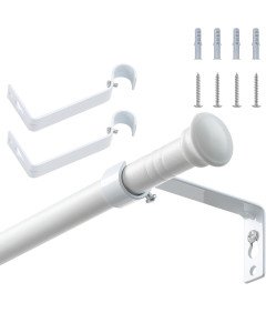Harrms Karnisze Matowe Białe 76-188 cm Karnisz do zasłon wodoodporny