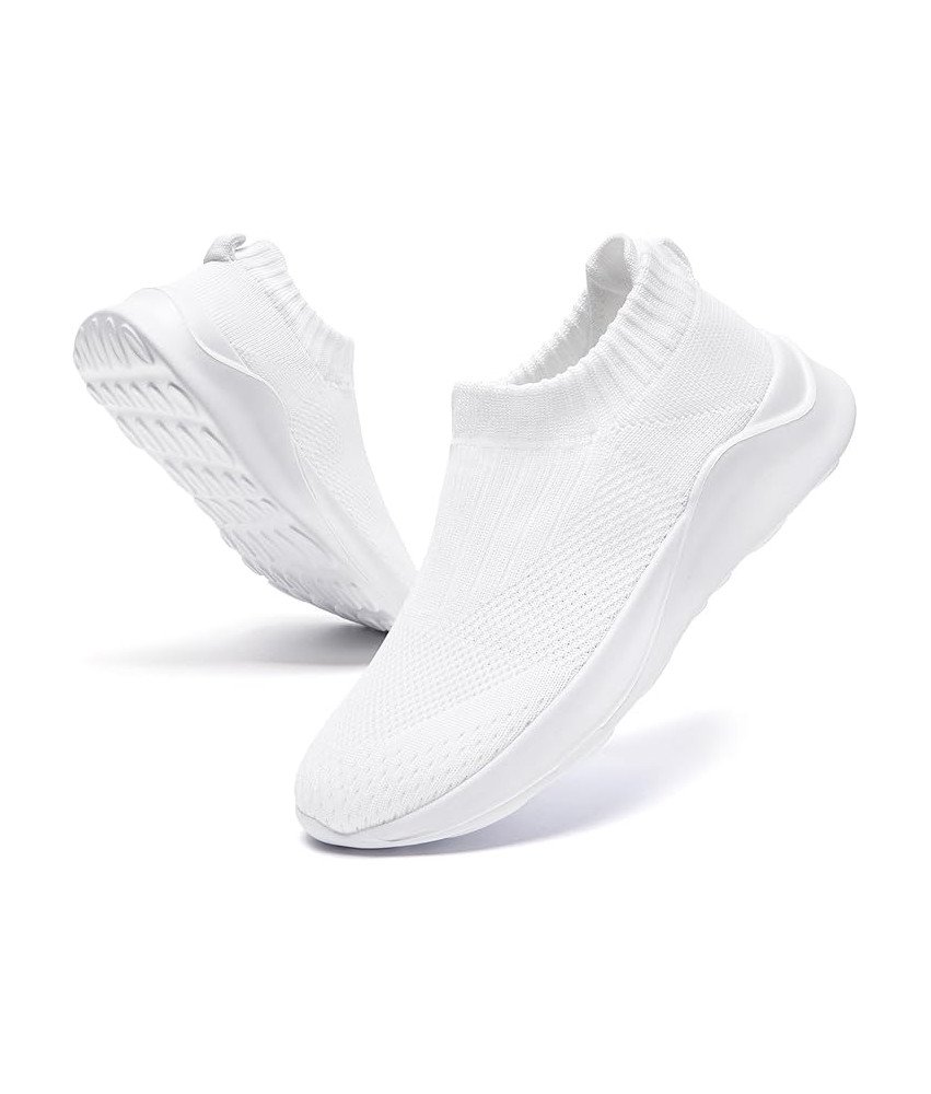 CAIQDM Buty Damskie Wsuwane do Biegania Oddychająca Siatka Białe 36
