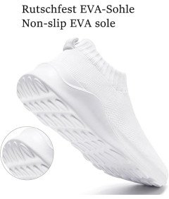 CAIQDM Buty Damskie Wsuwane do Biegania Oddychająca Siatka Białe 36