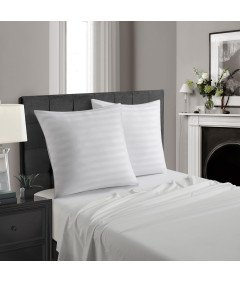 Poszewki na Poduszki Zestaw 2 Sztuki 80x80 cm z Satynowymi Paskami Białe