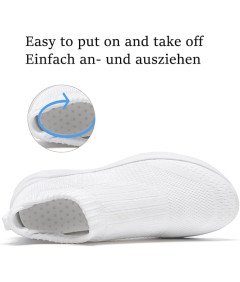 CAIQDM Buty Damskie Wsuwane do Biegania Oddychająca Siatka Białe 42