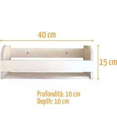 Półka Ścienna Montessori Regał do Przechowywania Komiksów 40x15cm Drewniana