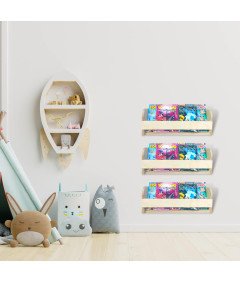 Półka Ścienna Montessori Regał do Przechowywania Komiksów 40x15cm Drewniana