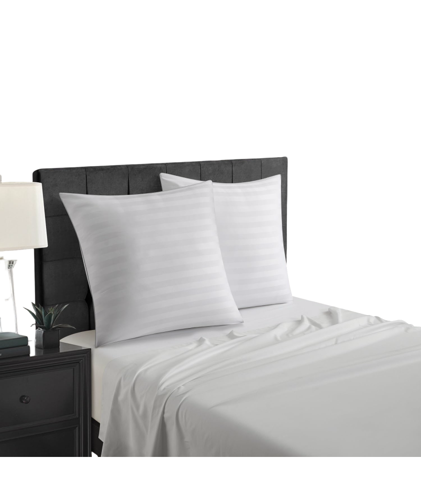 Poszewki na Poduszki Zestaw 2 Sztuki 65x65 cm z Satynowymi Paskami Białe