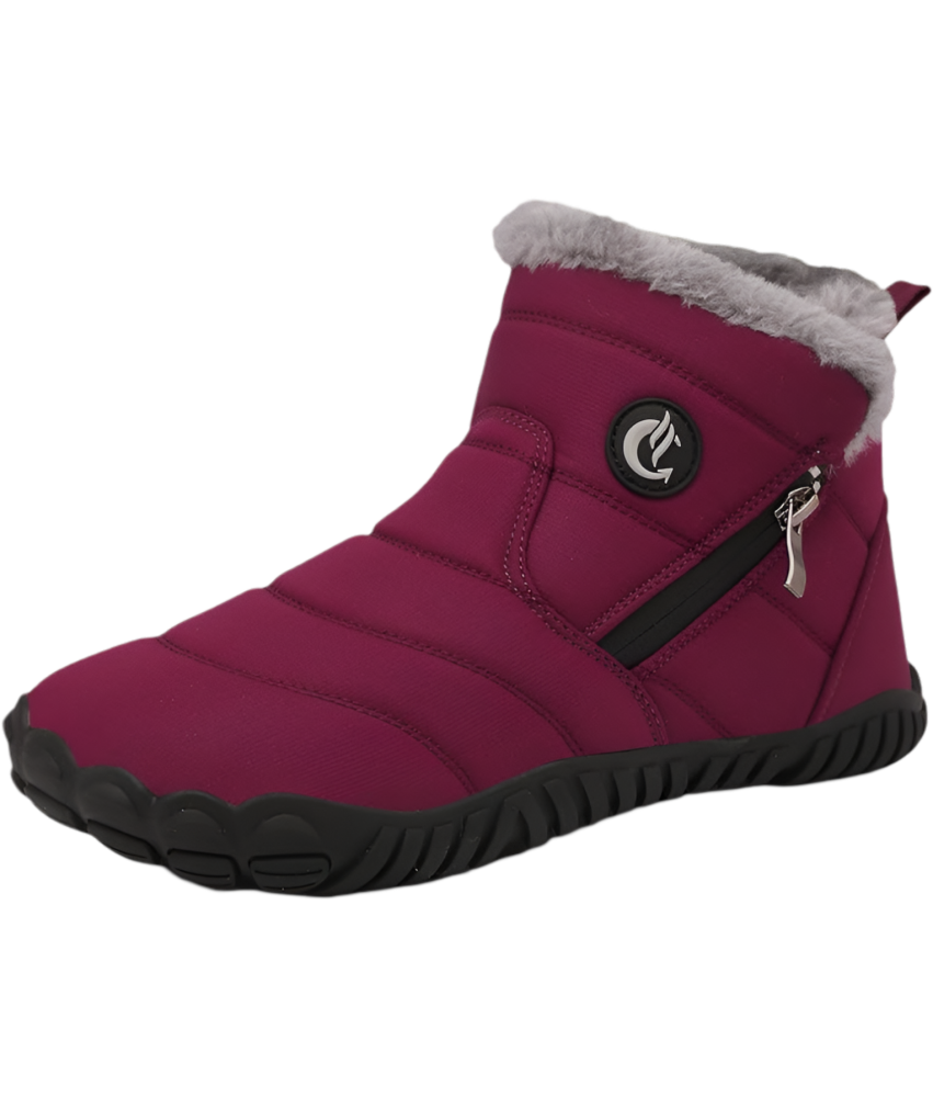 Damskie Śniegowce Buty Zimowe Wodoodporne Ciepłe Futro Bordowe 42 EU