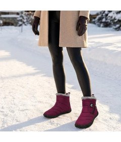 Damskie Śniegowce Buty Zimowe Wodoodporne Ciepłe Futro Bordowe 42 EU