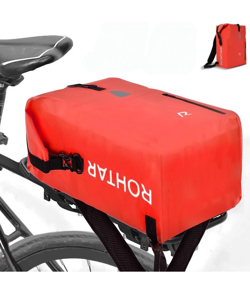 Torba Rowerowa na Bagażnik Wodoodporna Odblaskowa 18L Czerwona