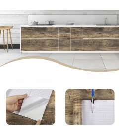 Tapeta Okleina Ścienna do Mebli Winjylowa PCV Ciemny Dąb Drewno 90 x 300 cm