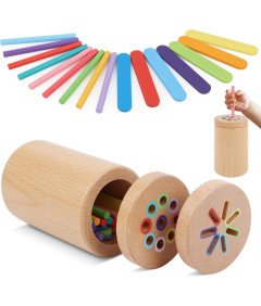 Drewniany Sorter Nauka Kolorów Kształtów Zabawka Montessori Zręcznościowa